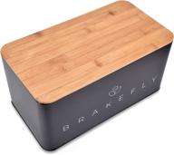 🍞 brakefly bread box and cutting board set - bamboo lid, metal bread bin with wooden top chopping board - bread storage container for fresher bread, vintage kitchen decor логотип