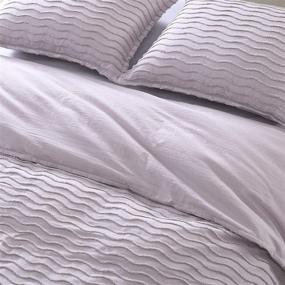 img 1 attached to 🛏️ Brielle Home Mabel Comforter Set: Tufted/Textured Solid Wavy Boho Cotton 3pc Comforter and Shams, Lilac, King - Elegant and Luxurious Sleep Experience