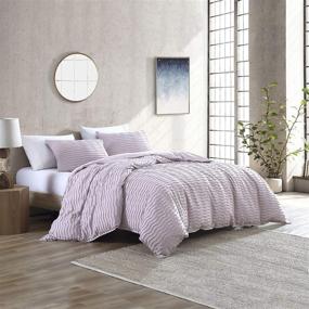 img 4 attached to 🛏️ Brielle Home Mabel Comforter Set: Tufted/Textured Solid Wavy Boho Cotton 3pc Comforter and Shams, Lilac, King - Elegant and Luxurious Sleep Experience