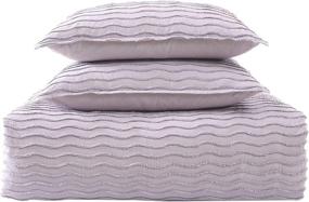 img 2 attached to 🛏️ Brielle Home Mabel Comforter Set: Tufted/Textured Solid Wavy Boho Cotton 3pc Comforter and Shams, Lilac, King - Elegant and Luxurious Sleep Experience