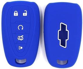 img 2 attached to Keyless4U Силиконовый брелок для ключей Чехол для Chevrole Malibu Camaro Cruze Защитный держатель Кожаная куртка Пульт дистанционного управления (синий)