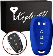 keyless4u silicone key fob case cover for chevrole malibu camaro cruze protector holder skin jacket remote (blue) logo
