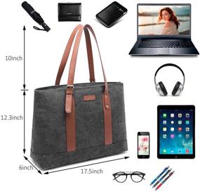 img 1 attached to 👜 Laptop Tote Bag for Women - DTBG 15.6 Inch Nylon Briefcase with Shoulder Strap (15.6inch, Canvas Dark Grey)