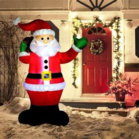img 4 attached to Joiedomi 6-Foot Inflatable Santa Claus: Lit-Up Giant Christmas Xmas Decoration with Gift Bag, Perfect for Indoor and Outdoor Garden