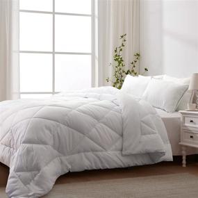 img 2 attached to 🛏️ King Size Warm Duvet Insert Filler White - Beembraced Comforter: Fluffy Down Alternative, All Season, Reversible, Machine Washable (90x102 Inches)