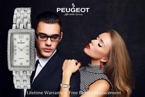 img 1 attached to ⌚️ Стильные женские наручные часы Peugeot в форме бака: аналоговый механизм с браслетом на ремешке и кристальной оправой