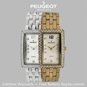 img 2 attached to ⌚️ Стильные женские наручные часы Peugeot в форме бака: аналоговый механизм с браслетом на ремешке и кристальной оправой