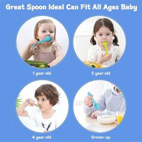 img 2 attached to Baby Spoons - Silicone Tiny Spoons for First Stage Self Feeding 6 Months - Infant Spoons for Baby Led Weaning - 100% Food Grade - Dishwasher Safe (Blue, Green, Grey)