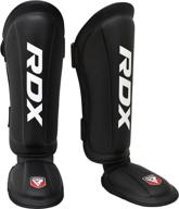 🥊 rdx shin guards kickboxing muay thai - premium maya hide leather, satra smmaf approved - leg instep protection pads for mma martial arts kicking sparring training gear - bjj karate boxing taekwondo - black logo