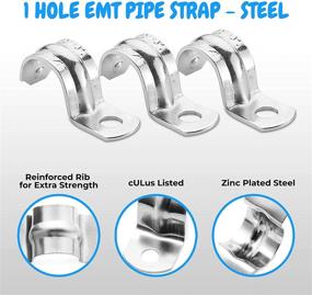 img 2 attached to 🔩 OL-43022 Galvanized Steel Pipe Strap With 1 Hole - Enhanced Rib Strength - Zinc-Coated Rigid Pipe for IMC, EMT Conduits - Easy Snap-On Installation, ½ Inch - Pack of 100 with OhLectric