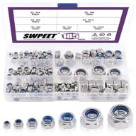 🔩 swpeet 185pcs 304 stainless steel metric lock nut assortment kit with lock washers, nylon insert m3 m4 m5 m6 m8 m10 m12 sizes logo