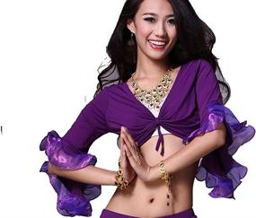 img 1 attached to 🧜 ZLTdream Lady's Belly Dance Bandage Mermaid Long-Sleeve Top" - "ZLTdream Ladies Belly Dance Bandage Mermaid Top with Long Sleeves