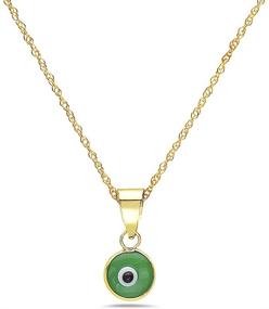 img 4 attached to 🔮 Pori Jewelers Solid 14K Gold Evil Eye Pendant Necklace - Including 0.75mm 14K Chain - 16 Inches