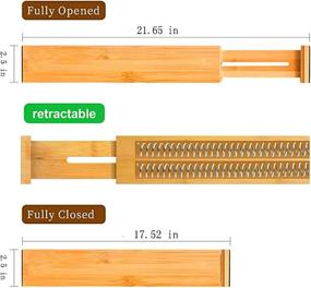 img 3 attached to 🗄️ Bamboo Drawer Dividers Organizers: 6 Pack of Expandable Spring Loaded Separators - Perfect for Kitchen, Dresser, Bedroom, Baby Drawer, Office (17.5-22 inch)