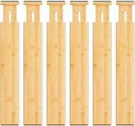 🗄️ bamboo drawer dividers organizers: 6 pack of expandable spring loaded separators - perfect for kitchen, dresser, bedroom, baby drawer, office (17.5-22 inch) логотип