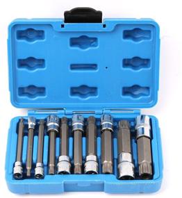 img 4 attached to 🔧 WINTOOLS 10Pcs XZN Triple Square Socket Kit - High-Quality Spline Socket Bit Set with Long Drive Metric Bits - Complete 4-Inch Kit for ¼“, ⅜”, and ½” Drive Ratchets