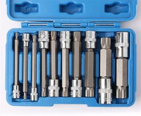 img 1 attached to 🔧 WINTOOLS 10Pcs XZN Triple Square Socket Kit - High-Quality Spline Socket Bit Set with Long Drive Metric Bits - Complete 4-Inch Kit for ¼“, ⅜”, and ½” Drive Ratchets