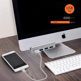 img 1 attached to 🔌 Rekidm Powered USB Hub 3.0 with Extra Power Supply Port & Adjustable Clamp - Space-Saving Silver Desktop Hub for PC, Computer and Table Edge