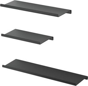 img 4 attached to 🔲 SRIWATANA Black Floating Shelves: Stylish Metal Wall Shelves Set of 3 for Bedroom, Living Room, Bathroom, Kitchen - Matte Black Elegance at its Best