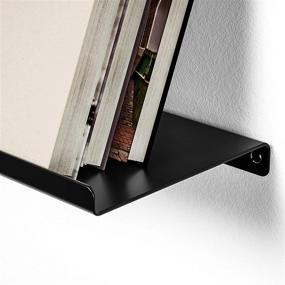 img 3 attached to 🔲 SRIWATANA Black Floating Shelves: Stylish Metal Wall Shelves Set of 3 for Bedroom, Living Room, Bathroom, Kitchen - Matte Black Elegance at its Best