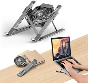 img 4 attached to 💻 INRLKIT Portable Laptop Stand with Adjustable Cooling Fan - Perfect for 10"-16" Laptops - Aluminum Stand, 6-Angle Adjustments - Compatible with MacBook Pro, Lenovo, Dell