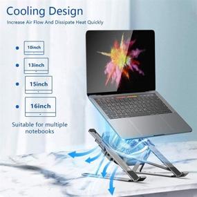 img 3 attached to 💻 INRLKIT Portable Laptop Stand with Adjustable Cooling Fan - Perfect for 10"-16" Laptops - Aluminum Stand, 6-Angle Adjustments - Compatible with MacBook Pro, Lenovo, Dell
