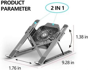 img 2 attached to 💻 INRLKIT Portable Laptop Stand with Adjustable Cooling Fan - Perfect for 10"-16" Laptops - Aluminum Stand, 6-Angle Adjustments - Compatible with MacBook Pro, Lenovo, Dell