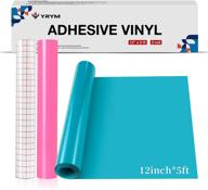 🎨 yrym permanent vinyl rolls - 12" x 5ft glossy pink & tiffany vinyl set with transfer tape - ideal for cricut, silhouette, craft projects & signs logo