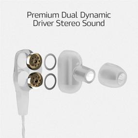 img 3 attached to Sound Panda SPE-D2 Earbuds: Dual Stereo Earphones with Mic, Heavy 🐼 Bass, Volume Control, Noise Isolation – Ideal for iPhone, Android, PC, Sports (White)