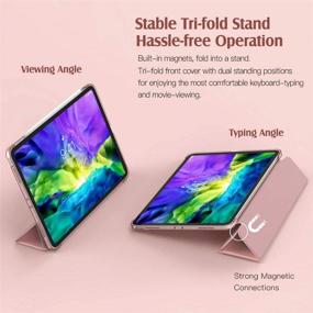 img 2 attached to 📱 TiMOVO Smart Slim Lightweight Translucent Frosted Back Case for iPad Pro 11 inch 2020 (2nd Generation) - Rose Gold