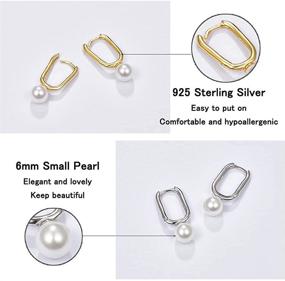 img 1 attached to Hypoallergenic Pearl Hoop Earrings for Women - Small 6mm Dangle Earrings, Sterling Silver Huggie Earrings for Girls, Mothers, Her