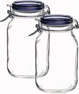 🏺 bormioli rocco fido square jar set with blue lid, 67-3/4 oz (pack of 2) – synchkg069251 логотип