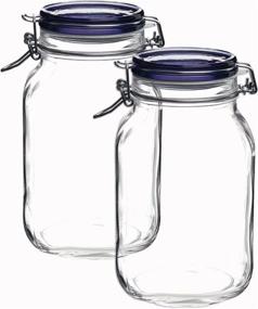 img 1 attached to 🏺 Bormioli Rocco Fido Square Jar Set with Blue Lid, 67-3/4 oz (Pack of 2) – SYNCHKG069251