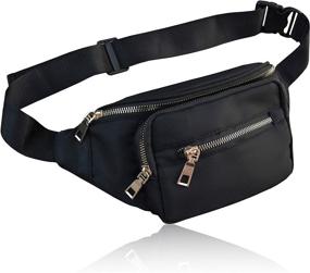 img 3 attached to Stylish Waterproof Black Fanny Pack for Women and Men - Perfect Travel, Sport, Hiking, and Running Waist Bag with Adjustable Strap