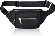 stylish waterproof black fanny pack for women and men - perfect travel, sport, hiking, and running waist bag with adjustable strap logo