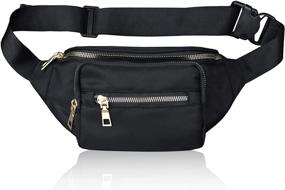 img 4 attached to Stylish Waterproof Black Fanny Pack for Women and Men - Perfect Travel, Sport, Hiking, and Running Waist Bag with Adjustable Strap