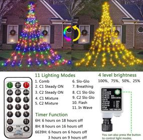 img 2 attached to 11 FT 344 LED Outdoor Christmas Star Lights: Waterfall Tree Decorations with Topper, 8 Lighting Modes - Party Holiday Décor in Warm White to Multicolor