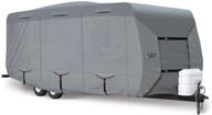 🏕️ eevelle s2 expedition travel trailer cover - marine grade, waterproof, heavy duty, durable, uv protection, anti rot - tan & gray logo