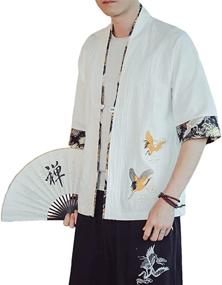 img 3 attached to Fashionable Cotton Cardigan Jackets for Men's Sleep & Lounge - INVACHI Clothing