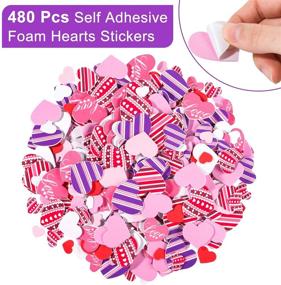 img 2 attached to 💖 Whaline 504 Pcs Valentine's Day Foam Hearts Set for Mother's Day DIY Crafts and Scrapbook Cards Decor - Colorful Foam Hearts, Adhesive Stickers, & Glue Point Sheets