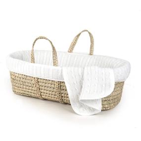img 4 attached to Tadpoles Deluxe Cable Knit Moses Basket and Bedding Set - White, 32x12x9 Inch. Find the Perfect Infant Bedding Solution!