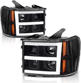 img 4 attached to AUTOSAVER88 Светодиодные трубчатые фары с черным корпусом, амбарным отражателем, левой и правой сторонами - совместимы с сборкой переднего фонаря для 2007-2013 года GMC Sierra 1500/2007-2014 года Sierra 2500HD 3500HD.