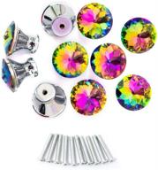 spriak 10 pack colorful crystal glass drawer knobs - stylish diamond shape cabinet dresser pulls for kitchen bathroom office diy logo