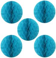 🎉 set of 5 aqua tissue honeycomb ball party decorations for weddings, birthdays, baby showers, nursery décor - wrapables 6-inch logo