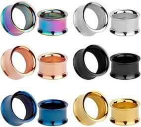 img 3 attached to 🔳 12-Piece Set of Colorful Stainless Steel Screwed Mix Ear Plugs Tunnels Gauges Stretcher Piercings from KUBOOZ