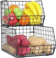 🍎 2-tier wall-mounted and countertop fruit and vegetable basket - tiered storage for produce, snacks, and canned foods - stackable wire baskets for potato, onion, and more - black логотип