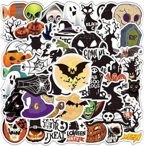 img 4 attached to 🎃 50 Halloween Theme Stickers - Pumpkins, Ghosts, Black Cats, Witches, Monsters, and Bats - Waterproof Vinyl Decals for Water Bottles, Laptops, Luggage, Cups, Mobile Phones, Skateboards - Festive Décor