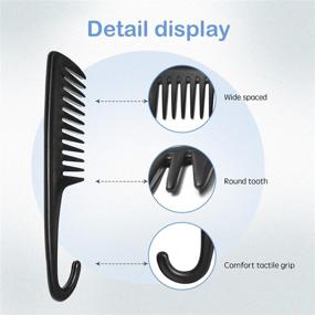 img 1 attached to 🔳 Wapodeai Wide Tooth Comb Shower Comb With Hook: Best for Curly Hair, Wet Dry, Premium Tangle Free Combs (Black)