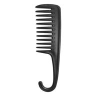 🔳 wapodeai wide tooth comb shower comb with hook: best for curly hair, wet dry, premium tangle free combs (black) logo