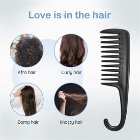 img 3 attached to 🔳 Wapodeai Wide Tooth Comb Shower Comb With Hook: Best for Curly Hair, Wet Dry, Premium Tangle Free Combs (Black)